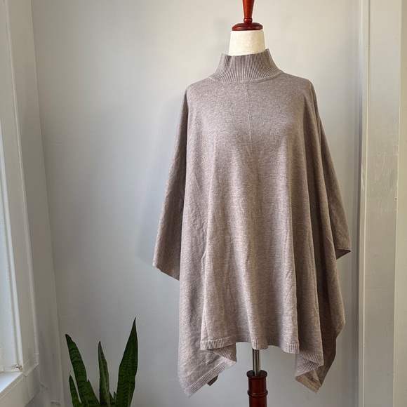Ralph Lauren Black Label Sweaters - Ralph Lauren Black Label Taupe Poncho Sweater One Size Turtleneck Knit Top